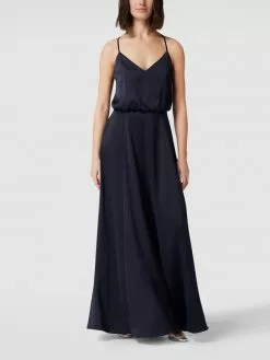 V.M. Abendkleid In Maxilänge Mit V-Ausschnitt - Marineblau