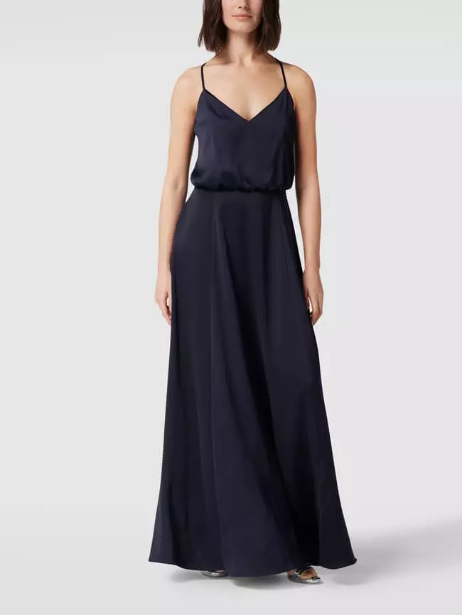 V.M. Abendkleid In Maxilänge Mit V-Ausschnitt - Marineblau 3 V.M. Abendkleid In Maxilänge Mit V-Ausschnitt - Marineblau