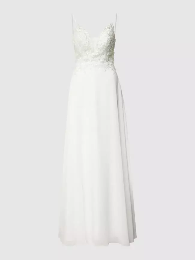 Luxuar Brautkleid Mit Floralem Zierbesatz - Offwhite 4 Luxuar Brautkleid Mit Floralem Zierbesatz - Offwhite – Bild 2