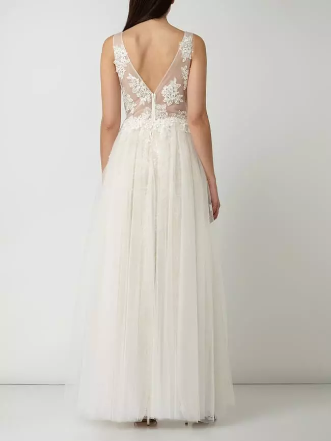 Luxuar Brautkleid Aus Mesh Mit Floralen Stickereien - Offwhite 6 Luxuar Brautkleid Aus Mesh Mit Floralen Stickereien - Offwhite – Bild 4