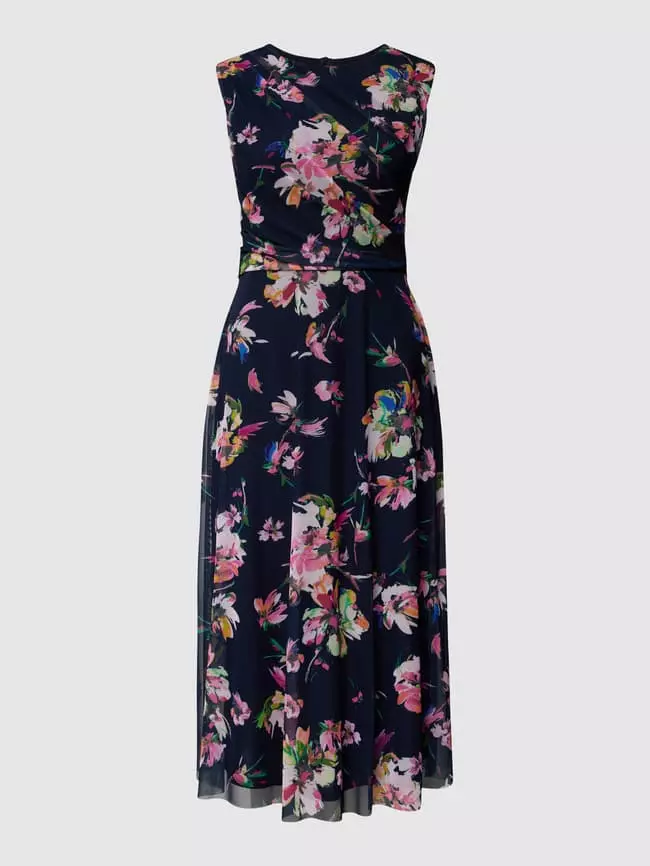 Swing Cocktailkleid Mit Floralem Allover-Muster - Marineblau 4 Swing Cocktailkleid Mit Floralem Allover-Muster - Marineblau – Bild 2