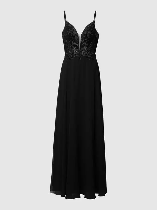 Luxuar Abendkleid Mit Floralem Spitzenbesatz - Schwarz 4 Luxuar Abendkleid Mit Floralem Spitzenbesatz - Schwarz – Bild 2