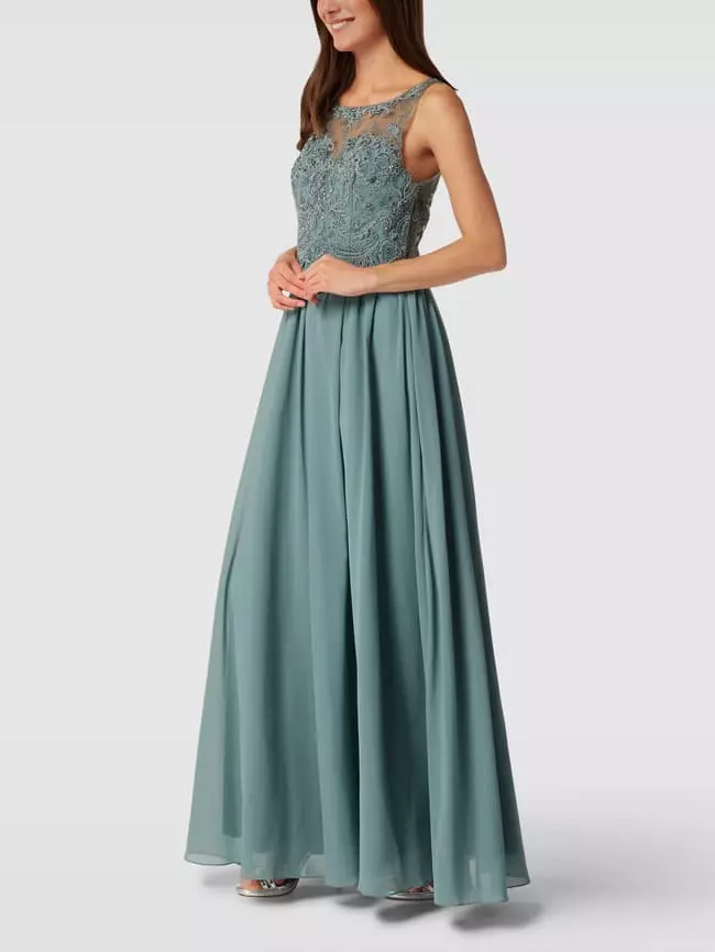 Laona Abendkleid Mit Ziersteinen Und Floralen Stickereien - Schilf 6 Laona Abendkleid Mit Ziersteinen Und Floralen Stickereien - Schilf – Bild 4