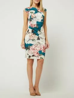 Swing Cocktailkleid Mit Floralem Muster - Petrol