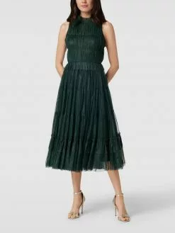 LACE & BEADS Cocktailkleid Mit Effektgarn - Dunkelgrün