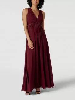 Jake*s Cocktail Abendkleid In Maxilänge Mit Zierbesatz - Kirschrot Meliert