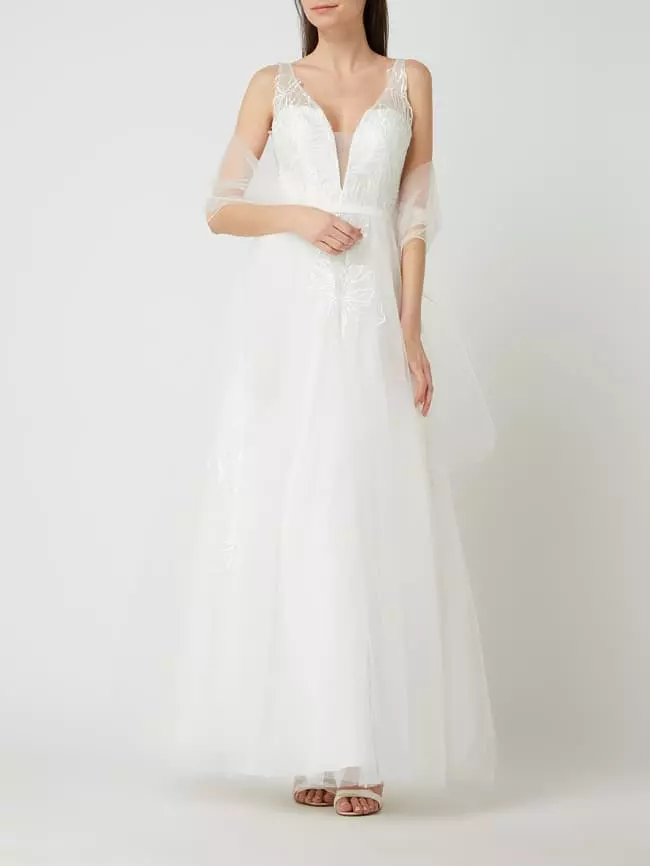 Unique Brautkleid Mit Floralen Stickereien - Offwhite 7 Unique Brautkleid Mit Floralen Stickereien - Offwhite – Bild 5