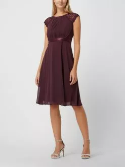 Christian Berg Cocktail Cocktailkleid Aus Chiffon Mit Spitze - Aubergine
