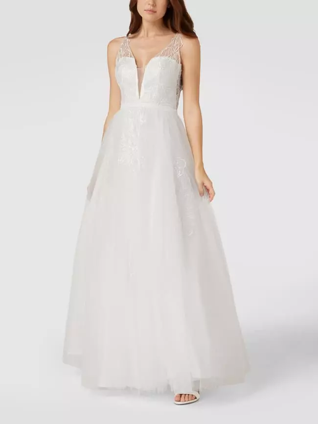 Unique Brautkleid Mit Floralen Stickereien Und Pailletten - Offwhite 6 Unique Brautkleid Mit Floralen Stickereien Und Pailletten - Offwhite – Bild 4