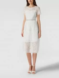 Apart Glamour Cocktailkleid Aus Floralen Stickereien - Offwhite