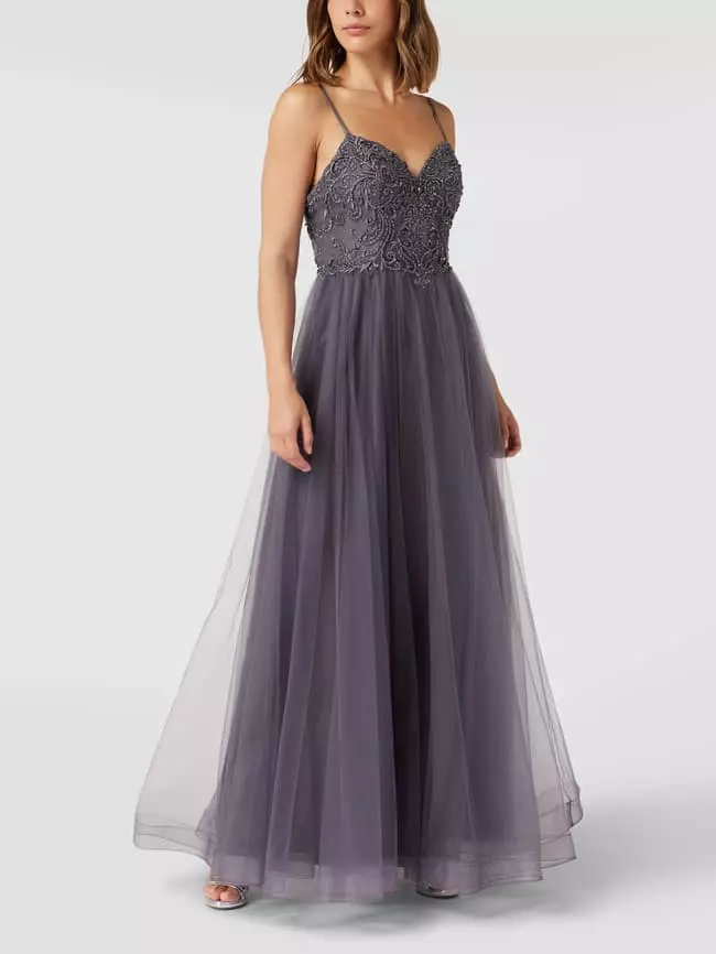 Laona Abendkleid Mit Herz-Ausschnitt - Anthrazit 3 Laona Abendkleid Mit Herz-Ausschnitt - Anthrazit