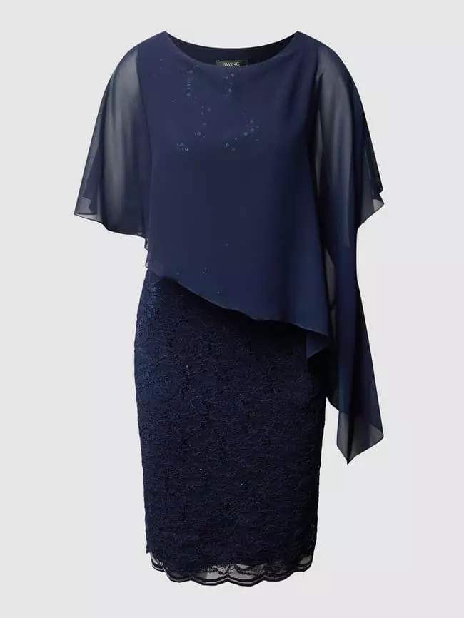 Swing Cocktailkleid Aus Floraler Spitze - Blau 4 Swing Cocktailkleid Aus Floraler Spitze - Blau – Bild 2