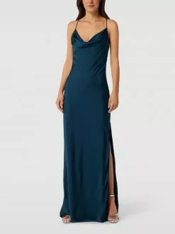 Unique Abendkleid Mit Wasserfall-Ausschnitt - Petrol