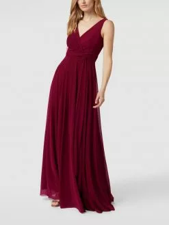 TROYDEN COLLECTION Abendkleid Mit Taillenband - Kirschrot