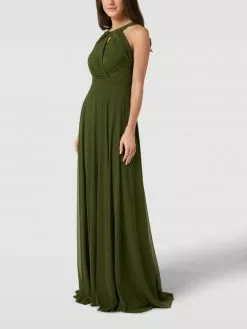 TROYDEN COLLECTION Abendkleid Mit Neckholder - Olivgrün