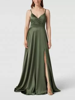 TROYDEN COLLECTION Abendkleid In Wickel-Optik - Olivgrün