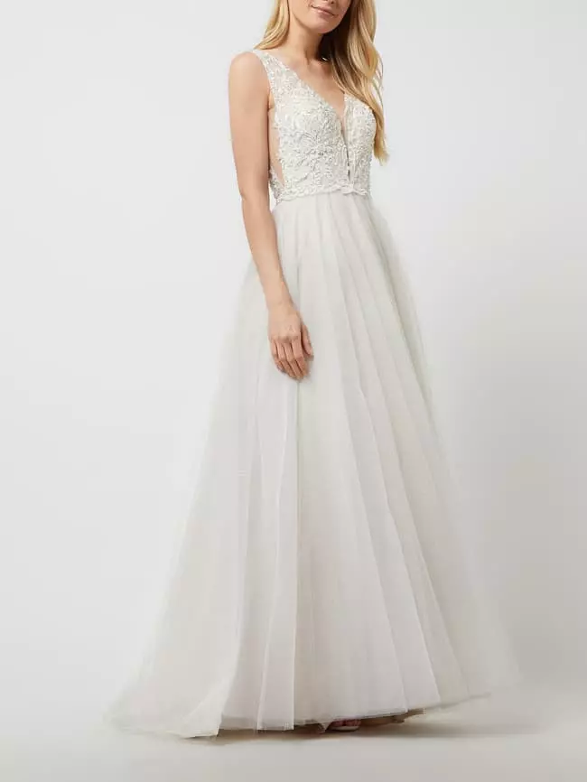 Luxuar Brautkleid Mit Zierbesatz - Offwhite 3 Luxuar Brautkleid Mit Zierbesatz - Offwhite