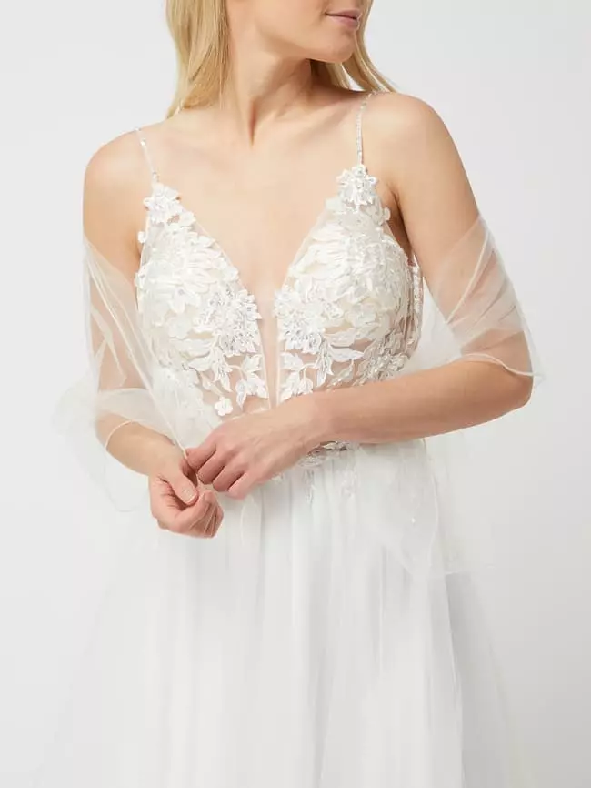 Luxuar Brautkleid Mit Floralen Stickereien - Offwhite 8 Luxuar Brautkleid Mit Floralen Stickereien - Offwhite – Bild 6