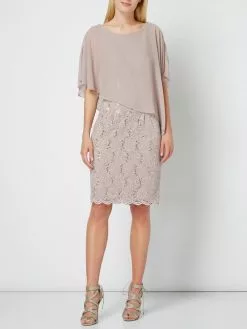 Swing Cocktailkleid Aus Floraler Spitze - Beige