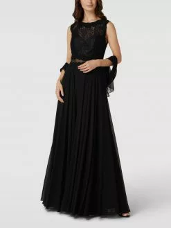 Mascara Abendkleid Mit Floralen Stickereien - Schwarz