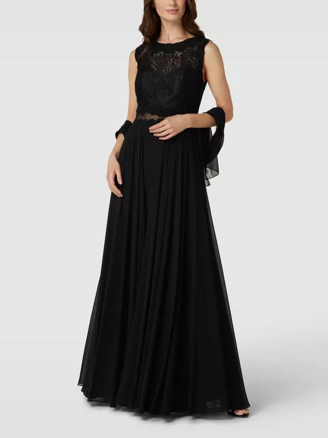 Mascara Abendkleid Mit Floralen Stickereien - Schwarz 2 Mascara Abendkleid Mit Floralen Stickereien - Schwarz