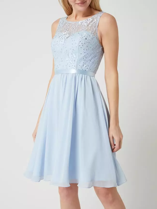 Luxuar Cocktailkleid Aus Floraler Spitze Und Chiffon - Hellblau 6 Luxuar Cocktailkleid Aus Floraler Spitze Und Chiffon - Hellblau – Bild 4