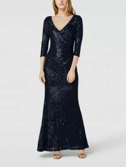 Christian Berg Cocktail Abendkleid Mit Paillettenbesatz - Dunkelblau