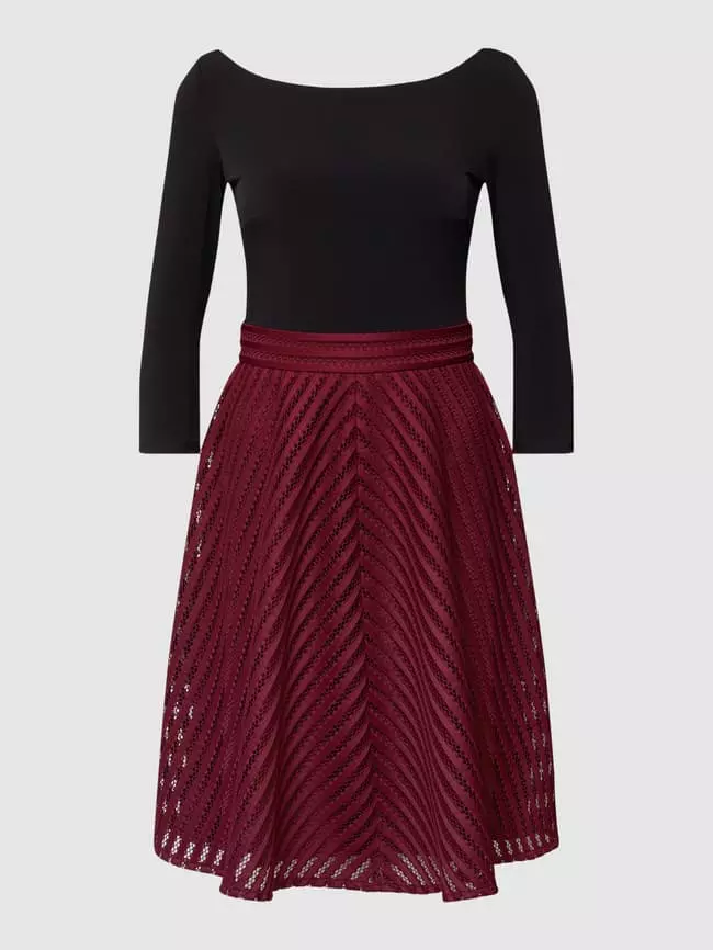 Swing Cocktailkleid In Two-Tone-Machart - Bordeaux Rot 4 Swing Cocktailkleid In Two-Tone-Machart - Bordeaux Rot – Bild 2