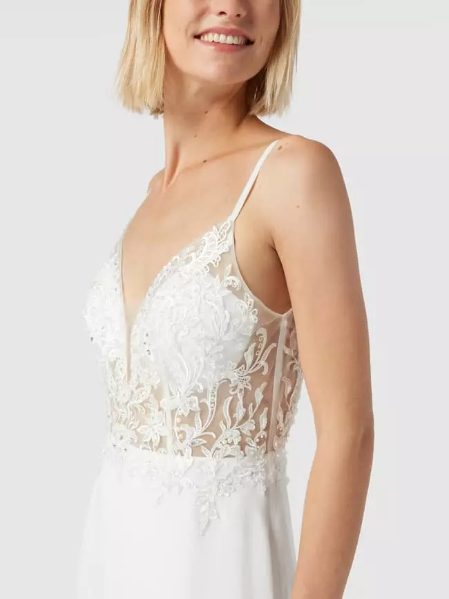 Luxuar Brautkleid Mit Floralem Zierbesatz - Offwhite 5 Luxuar Brautkleid Mit Floralem Zierbesatz - Offwhite – Bild 3