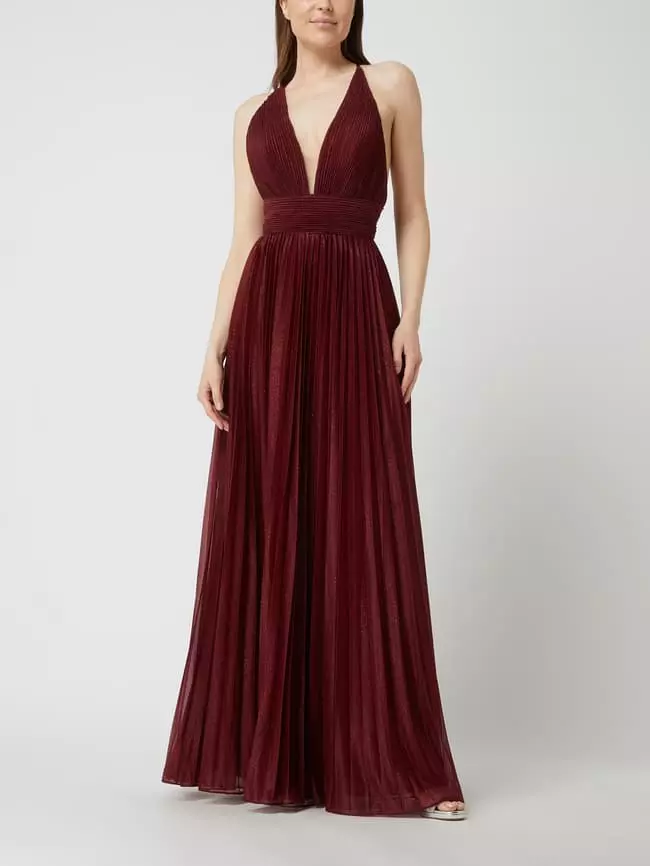 Luxuar Abendkleid Mit Glitter-Effekt - Metallic Rot 3 Luxuar Abendkleid Mit Glitter-Effekt - Metallic Rot