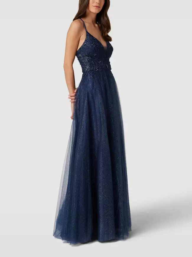 Luxuar Abendkleid Mit Zierbesatz - Dunkelblau 6 Luxuar Abendkleid Mit Zierbesatz - Dunkelblau – Bild 4