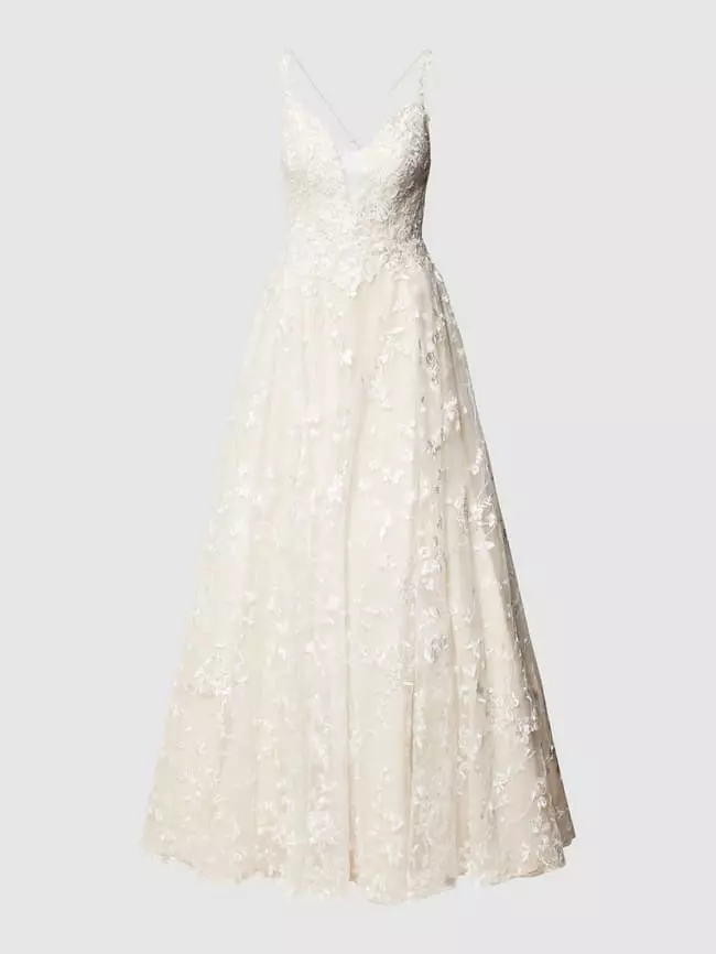 Luxuar Brautkleid Mit Floralen Stickereien - Offwhite 4 Luxuar Brautkleid Mit Floralen Stickereien - Offwhite – Bild 2