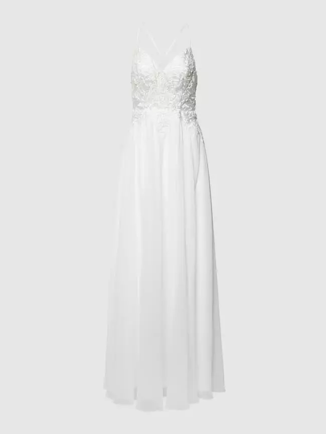 Unique Brautkleid Mit Floralen Stickereien - Weiß 4 Unique Brautkleid Mit Floralen Stickereien - Weiß – Bild 2