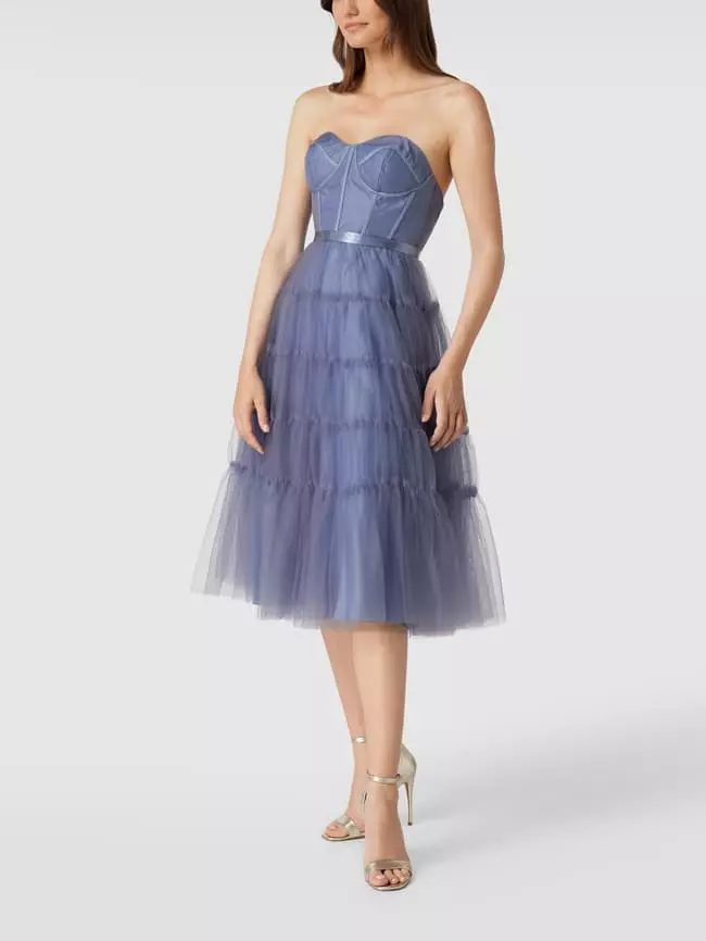 Unique Cocktailkleid Mit Herz-Ausschnitt - Bleu 3 Unique Cocktailkleid Mit Herz-Ausschnitt - Bleu