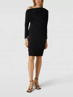 Swing Knielanges Cocktailkleid Mit Effektgarn - Schwarz