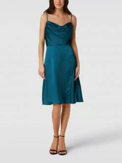 Luxuar Cocktailkleid Mit Wasserfall-Ausschnitt - Petrol