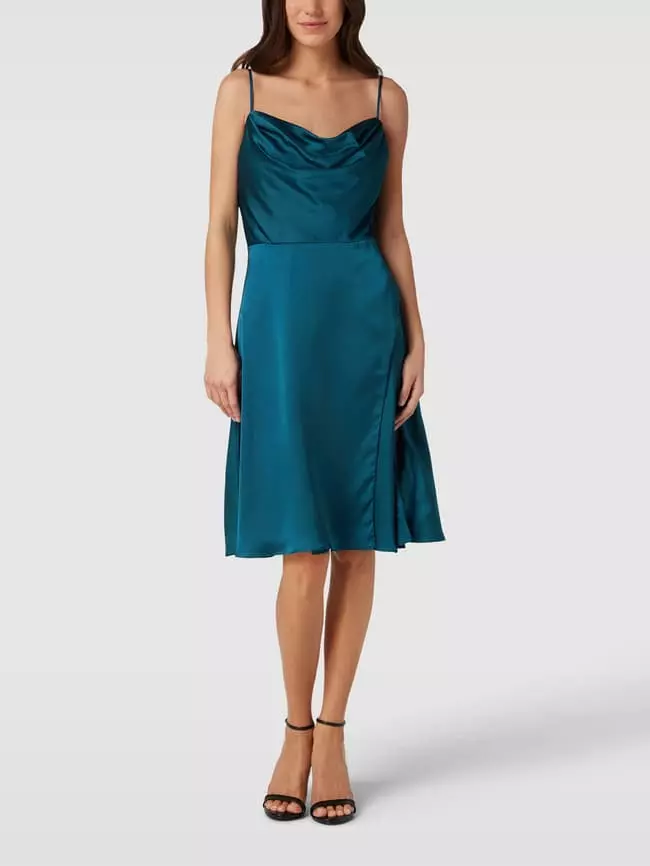 Luxuar Cocktailkleid Mit Wasserfall-Ausschnitt - Petrol 3 Luxuar Cocktailkleid Mit Wasserfall-Ausschnitt - Petrol