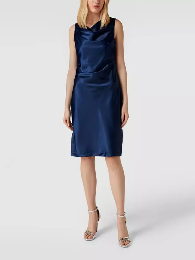 Paradi Cocktailkleid Mit Wasserfall-Ausschnitt - Dunkelblau 3 Paradi Cocktailkleid Mit Wasserfall-Ausschnitt - Dunkelblau