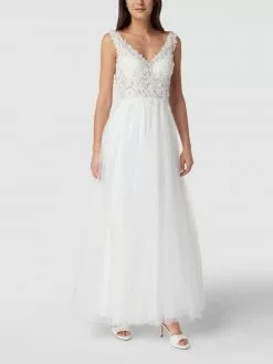 Mascara Brautkleid Mit Ziersteinen Und Floraler Spitze - Offwhite