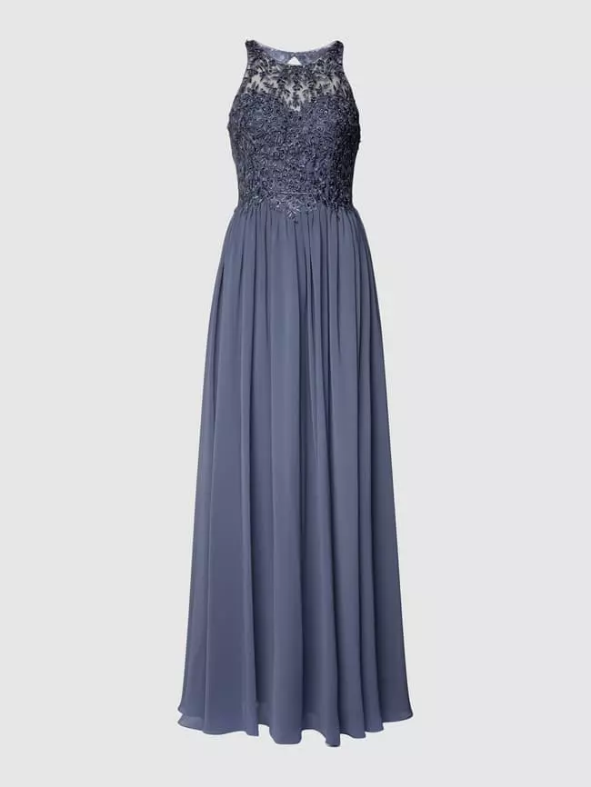 Laona Abendkleid Mit Floralen Stickereien - Rauchblau 4 Laona Abendkleid Mit Floralen Stickereien - Rauchblau – Bild 2
