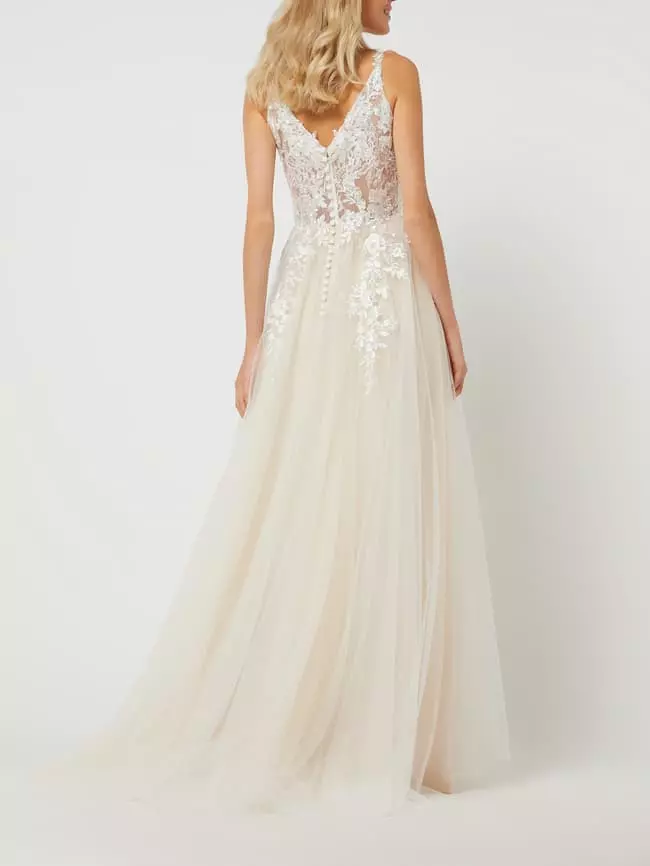 Luxuar Brautkleid Aus Tüll Mit Pailletten - Offwhite 7 Luxuar Brautkleid Aus Tüll Mit Pailletten - Offwhite – Bild 5