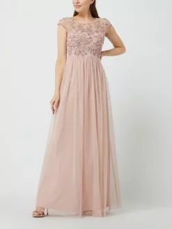 Christian Berg Cocktail Abendkleid Mit Stickereien - Altrosa