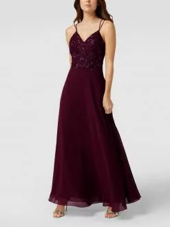 Laona Abendkleid Mit Floralen Stickereien - Bordeaux Rot