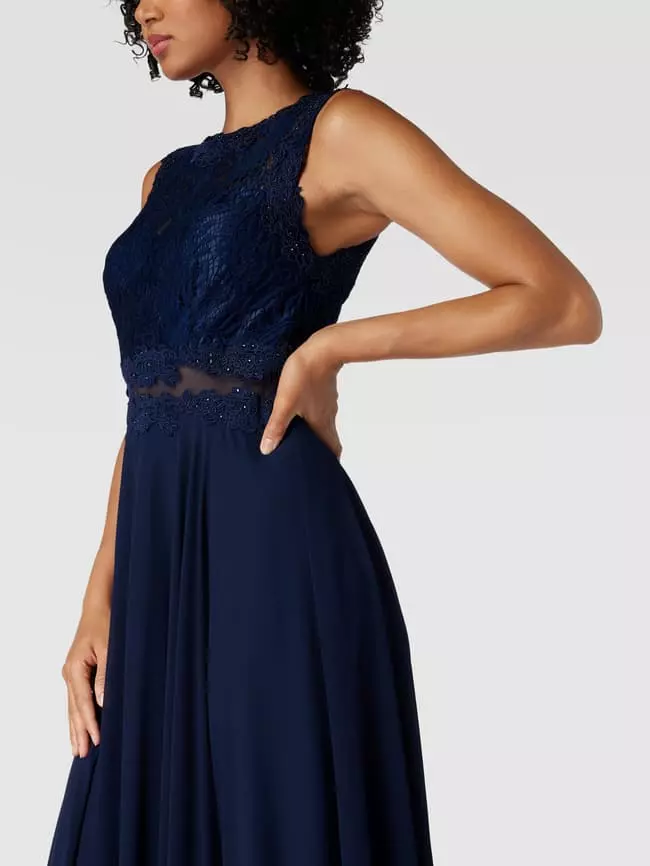 Mascara Abendkleid Mit Floralen Stickereien - Dunkelblau 5 Mascara Abendkleid Mit Floralen Stickereien - Dunkelblau – Bild 3