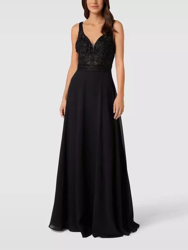 Luxuar Abendkleid Mit Ziersteinbesatz - Schwarz 3 Luxuar Abendkleid Mit Ziersteinbesatz - Schwarz
