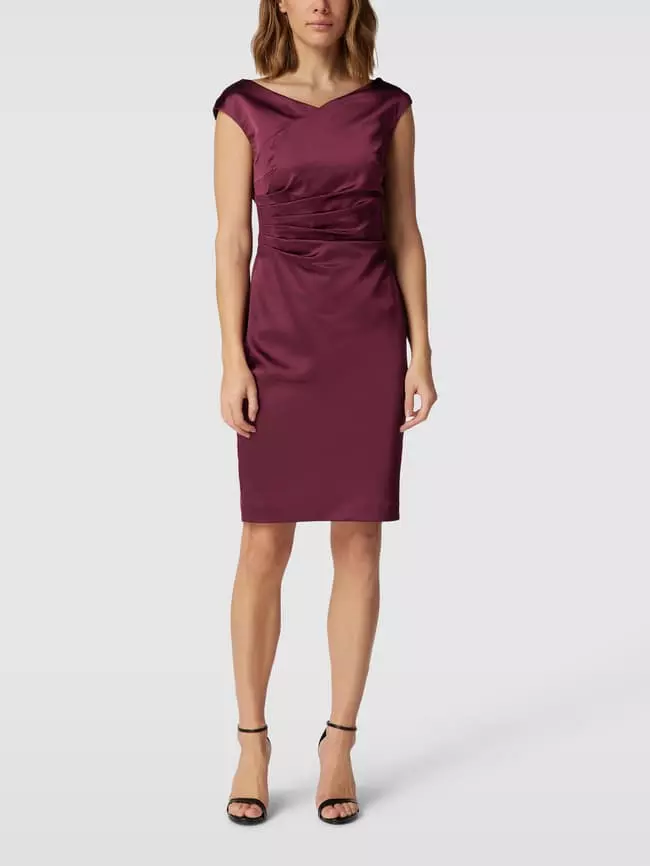 Swing Cocktailkleid Mit Gelegten Falten - Bordeaux Rot 3 Swing Cocktailkleid Mit Gelegten Falten - Bordeaux Rot
