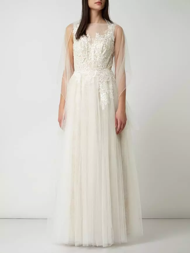 Luxuar Brautkleid Aus Mesh Mit Floralen Stickereien - Offwhite 7 Luxuar Brautkleid Aus Mesh Mit Floralen Stickereien - Offwhite – Bild 5