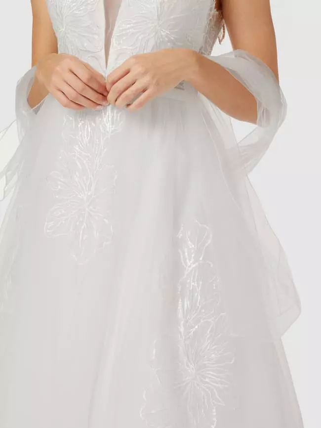 Unique Brautkleid Mit Floralen Stickereien Und Pailletten - Offwhite 8 Unique Brautkleid Mit Floralen Stickereien Und Pailletten - Offwhite – Bild 6