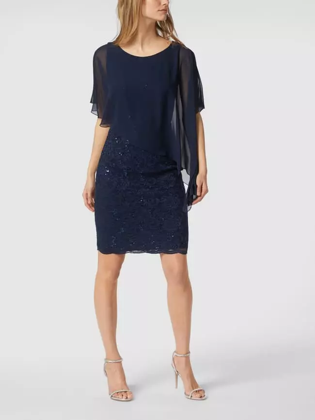 Swing Cocktailkleid Aus Floraler Spitze - Blau 3 Swing Cocktailkleid Aus Floraler Spitze - Blau