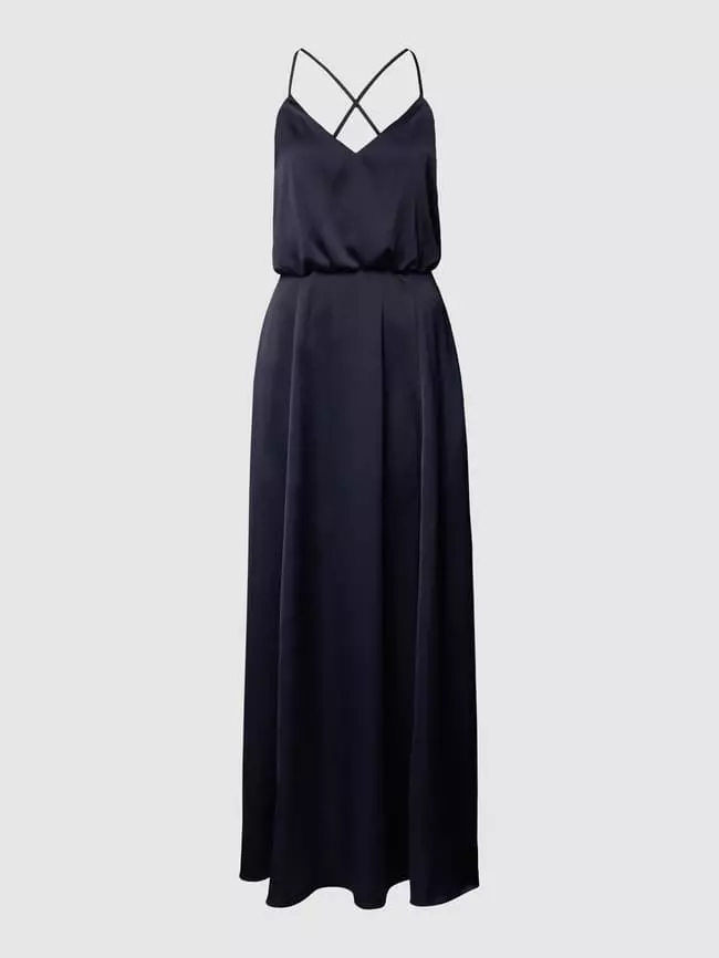 V.M. Abendkleid In Maxilänge Mit V-Ausschnitt - Marineblau 4 V.M. Abendkleid In Maxilänge Mit V-Ausschnitt - Marineblau – Bild 2